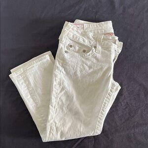 True Religion Women's White Straight Leg Jeans
